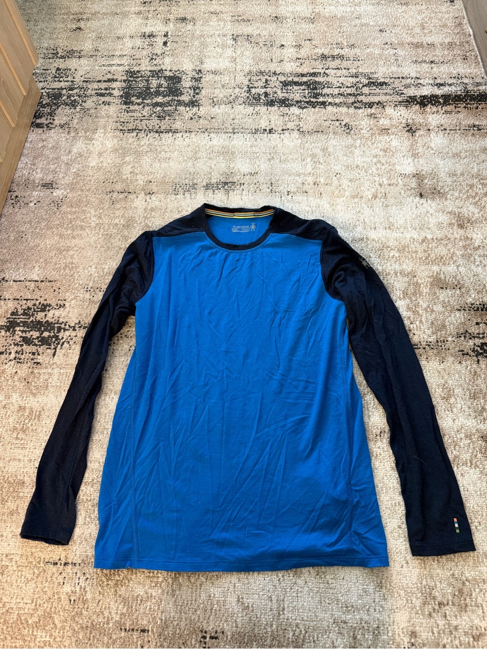 Smartwool Men’s Long Sleeve Athletic Crew Neck Shirt - Blue/Black